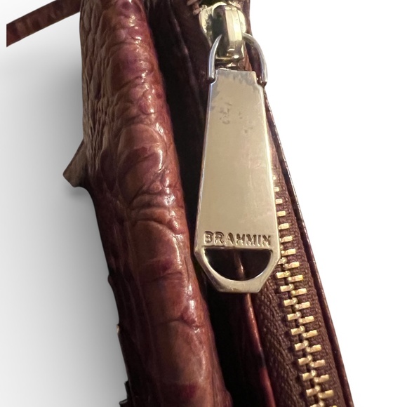 Brahmin Croc Embossed Leather Crossbody | Cognac Brown | Gold Hardware - Picture 5 of 7